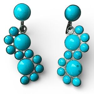 Vintage Turquoise Sterling Silver Screw Back Dangle Earrings
